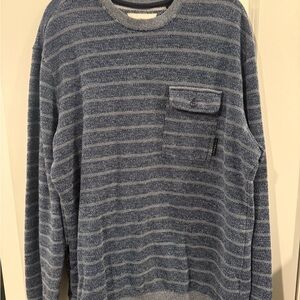 VISSLA Navy and Gray Striped Crewneck Sweater